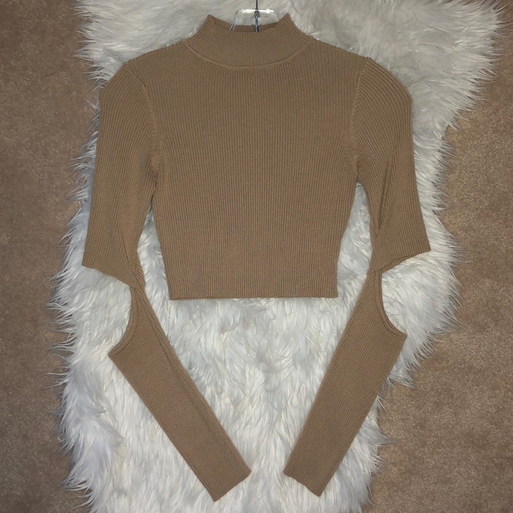 Nude Turtleneck Crop Top 0016